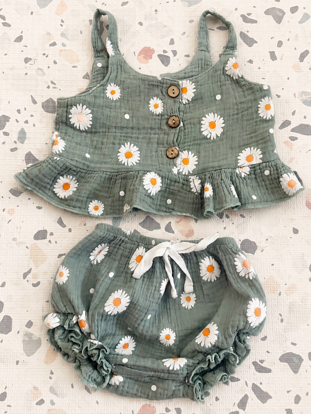 Baby Girl Short Clothes Daisy Floral Sleeveless Tops Shorts 2PC Summer Outfit 2T